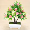 Dekorative Blumen künstlicher orange Pfirsichbaumtopf Bonsai für Weihnachten Halloween Party Ornament Home Wohnzimmer Desktop Dekor falsche