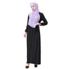 Vêtements ethniques M-XL Muslim Lady V couche Long Manches longues Black Abaya Arabes Couleur solide