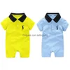 Rompers Born Cotton Lapel Collar Short Sober Baby Baby Boy Boy Designer Clother Back