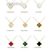 Märke 15mm Clover Fashion Charm Single Flower Cleef Diamond Agate Gold Designer Halsband för kvinnor