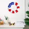 Fleurs décoratives Independence Day Garland Patriotic USA Flag Flag Wreath Stars Decoration for Front Door Mur