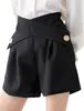 Women's Shorts Korean Casual Minimalist For Women High Waist Patchwork Button Solid Loose Crisscross Short Pants Female 2024