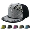 Punk Artificial Diamond Hip-Hop Hat Mens Rivet Baseball Hat Snap On Hat Flat Brim Hat Outdoor Sunhat Castquette240429