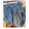 Jeans féminins 2024 printemps automne-taille haute taille minceur à la mode pantalon droit lâche pour femmes pantalon denim de la femme de mode
