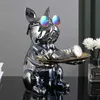 Dekorative Objekte Figuren Nordic French Bulldog Butler Dekor mit Tablett Big Mund Hund Statue Aufbewahrungsbox Tier Skulptur Figur Home Decor Geschenk T240505