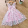 Mädchenkleider Sommer mittlere Kinder Baumwolle Großer Schmetterling Slip Kleid Prinzessin Mädchen mit bunten Kleidern