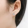 Boucles d'oreilles étalon bijoux fashon argent sterling pour hommes forme carrée entièrement en zircon avec une oreille tendance S925