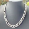 Custom Bling Moissanite Sterling Silver Cuban Chain with Ice Diamond Cuban Link 13mm 2rows Gold Plated Hip Hop Necklace