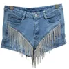 Short féminin 2024 Jeans déchirés d'été Short Femme High Waist Diamond Tassel Casual Bottoms for Ladies Denim Women Fashion