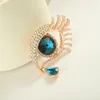 Brooches MZC Delicate Blue Crystal Eyes Pins Chic Eyelash Rhinestones Brosche For Women Corsage Lapel Mujer Brosh