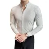 Chemises décontractées pour hommes robe de chemise sociale de haute qualité Vêtements de luxe coréens à manches longues rayées pour hommes slim fit smoking 4xl