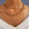 Anhänger Halskette modische goldene Schlangenkette Halskette für Frauen 2024 Vintage Multi-Layer Schnalle Halskette Frauen Schmuck Halskette Q240430