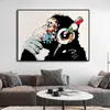Y Street Graffiti Decoration Canvas Painting Girls and Balloons Suivez vos rêves Affiche d'art Monke
