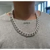 Grubość duże 20 mm diament 925 Sterling Srebrny lodowane ustawienie VVS MOISSANITE Złoty Łańcuch Link Cuban Link