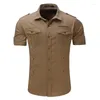 Casual shirts van heren shirts shirt 2024 mannen vracht mode zomerstijl katoen solide heren plus size s-3x