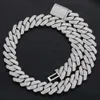 925 Silver Vermeil Iced Out Diamonds Moissanite Necklace 3 Rows 20mm Cuban Link Chain Necklace Bracelet Hip Hop Jewelry for Men