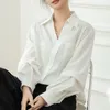 Women's Blouses Autumn Loose Office Lady Blouse Casual Elegant Lantern Long Sleeve White Shirt Women Lapel Button Up Simple Blusas 29915