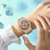 Mujeres de pulsera Lige Diamond Women Watches Gold Gold Watch Damas impermeables Creative Creative Hollow Clock Woman Bracelet Relogios Feminino