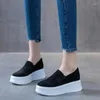 Lässige Schuhe Fujin 8,6 cm Schweinsleder Leder Plattform Wedge Sneakers Frauen auf Knöchel Summer Chunky Heels Fashion Ladies Comfy Flats rutschen