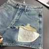 pantalones cortos para mujeres jeans shorts para mujer ropa miui verano nueva industria pesada letra diéprula el diseño de bolsillo decorado pantalones cortos de mezclilla premium lavados