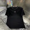 Camicie da donna 2024 primavera ed estate puro cotone rotondo rotondo manica corta comoda t-shirt color contrasto lettere di moda top
