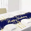 Feestdecoratie zwart blauw goud verjaardagstafel loper tafelkleed volwassen 30 40 50 jubileum bruiloftspullen