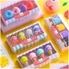 Party Gunst 4pcs lekkere dessertgezels DHS set mini lolly lolly icecream ijslolly donuts rubber gum voor kinderschoolstudent een dhkfv