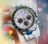 Hip Hop Iced Out Watch Stopwatch Men's Quartz Movement Solid fijn roestvrijstalen president Big Size Chain Bracelet Clock Scanning Ticking polshorloge Verjaardagsgeschenken