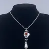 Lyxdesigner Titanium Steel Dubbel bokstav hänge halsband 18K guldpläterad pärla strass tröja halsband för kvinnor lady bröllop fest juveler tillbehör