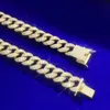 Bulk 16mm vereiserte Mischung Baguette geschnitten runden VVS1 Moissanit Massive Gold -plattierte Miami Cuban Link Kette