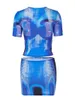 Werkjurken Women S Summer 2pcs Outfits Tie Dye Print Short Sleeve T-Shirt Mini bodycon rok feestkleding