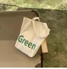 Sacchetti della spesa lettere verdi Stampa spalla tela borse da tote cotone shopper grande per donne eco borse ecologiche casual