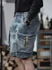 Jeans masculin vintage mens high street big poches big poches cargo shorts denim classiques conception du genou d'été pantalon hommes hétéro