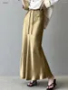 Röcke solide elegante Luxus Satin Long 2024 Frühling Sommer lässiger elastischer Taille Draw String Fashion Party Fishtail Rock Frauen