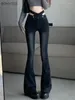 Женские джинсы Flare Женщины от обесцвеченной весенней сексуальной высокой талию мод в корейском стиле Simple Hollow All-Match Elegant Skinny Casual Ins