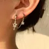 Cerceaux boucles d'oreilles anenjery doubles cerceaux de la chaîne d'oreille délicate étoile amour coeur empiling Huggie for women bijoux accessoire