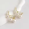 Boucles d'oreilles étalon Imitation blanche Perle String Earclip Boucle d'oreille pour les femmes Sweet Simple Temperament Bijoux Girl Saint Valentin Cadeau