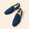 Casual schoenen Loafers mannen slip-on punty suede luie zwart blauw ademend handgemaakte jurk voor