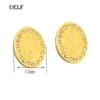 Boucles d'oreilles étalon uelf Trendy Charm Vierge Marie Femme Shiny Cubic Zirconia Round pour femmes bijoux de mode religieuse