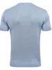 Men T Shirts Summer Silk Knitted zilli Elastic Round Neck Casual Short Sleeve T-shirt Royal blue light blue