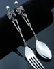 Titanium Steel Skeleton Skink Spoon Waterware Vintage Cena Mesa Cadrados Juego de manualidades de metal Halloween Party Gifts2523217860