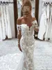 Romantic Long Sleeve Floral Appliques Lace Mermaid Wedding Dresses Off The Shoulder Illusion Back Bridal Gowns Robe De Mariee