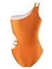 Swimwear femminile 2024 una spalla cavità di costume da bagno da donna pezzo femminile bagnanti bagni da bagno da bagno da bagno