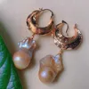 Boucles d'oreilles en pente à la main multicolore naturel baroque perle or 18k fête argent unisexe mariage platine bohemian drop art