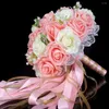 Fleurs de mariage Bouquet Bride tenant une fleur romantique colorée en mousse colorée Rose Rose Bridesmaid de Party Accessoire