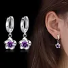 Orecchini a pennaglie 925 Sterling Silver Woman's Crystal Zircon Gioielli Fashion Flower Drop XY0016