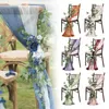 Chaise de chaise de couleur solide de mariage avec fleur de rose en soie artificielle pour la décoration de fête de mariage des accessoires de chaise d'allée 240430