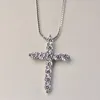 Pendant Necklaces Fashion Silver Plated Female Cross Crystal Box Chain Charms And Earrings Shiny Zirconia Choker Jewelry Gifts For Women