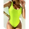 Swimwear femminile 2024 Sexy Women One Piece Swimsuit Female Solid Up Thong Bather Bathing Abita