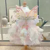 Dog Apparel Butterfly Princess Dress Pet Clothes Sweet Super Small Cute Chihuahua Soft Print Summer Pink Girl Mascot